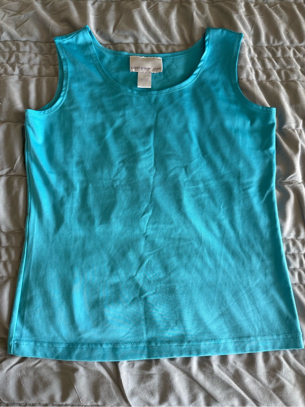Susan Graver Style Turquoise Teal Scoop Neck Tank Size XS VGC